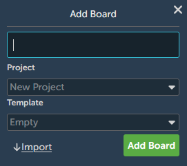 Board creation popup window