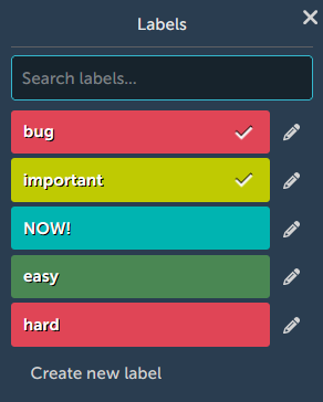 Card labels