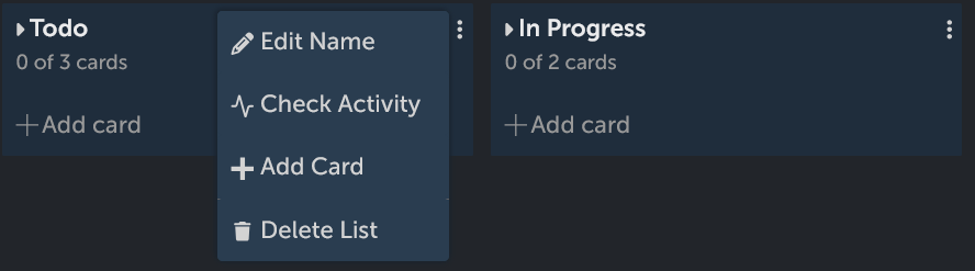 List context menu