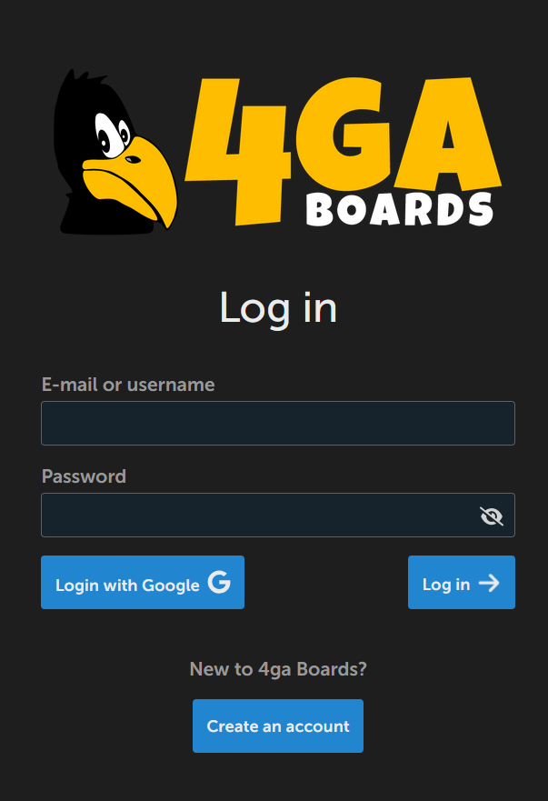 Login screen