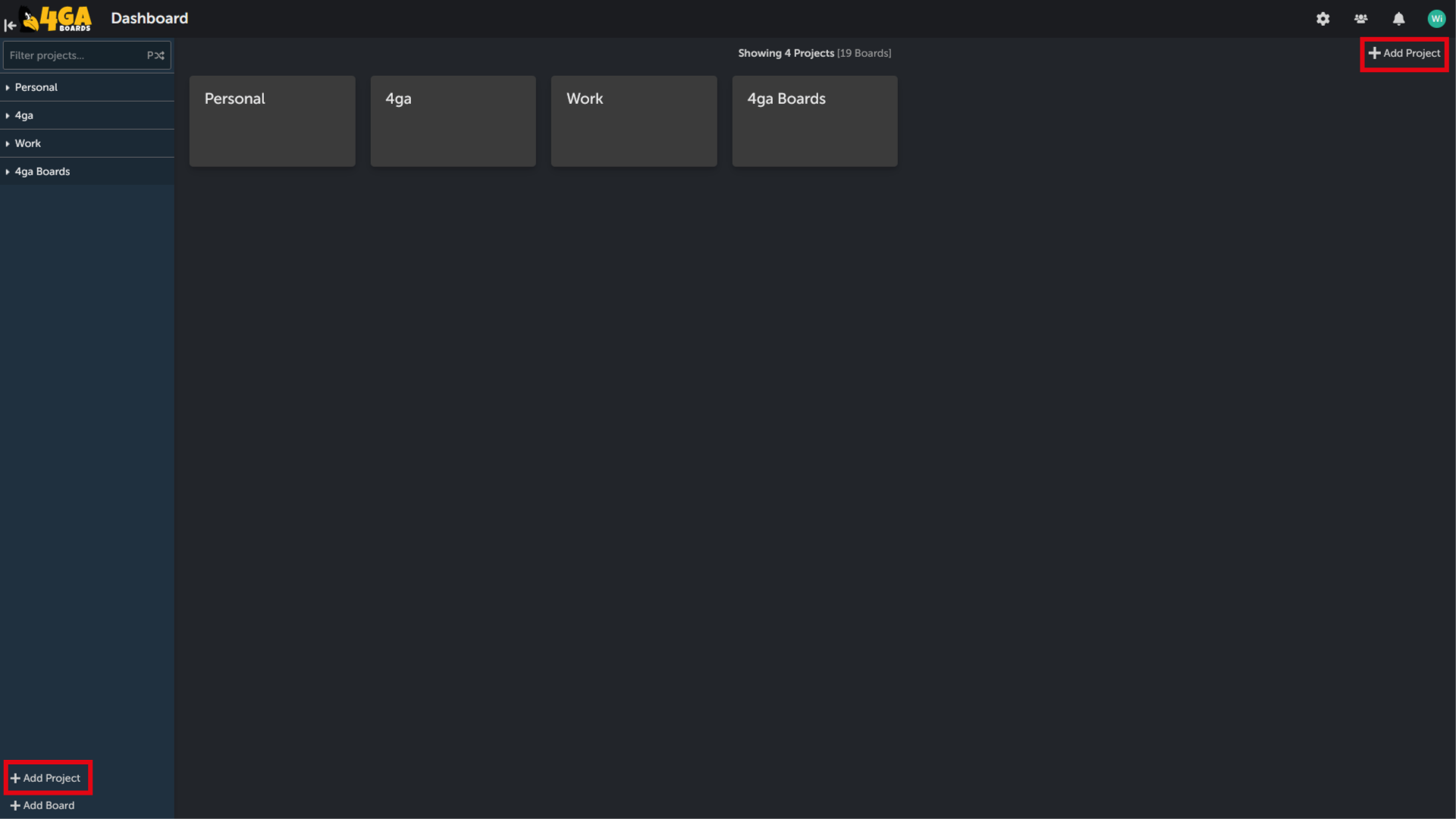 Add project buttons