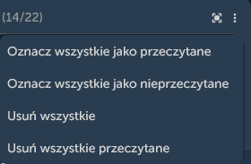 Menu powiadomień
