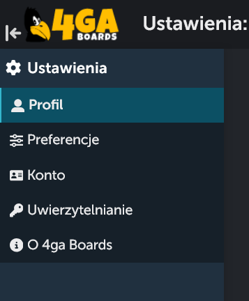 Panel boczny ustawień