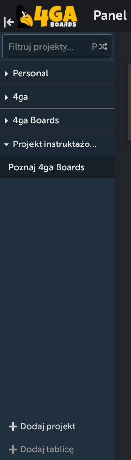 Widok panelu bocznego